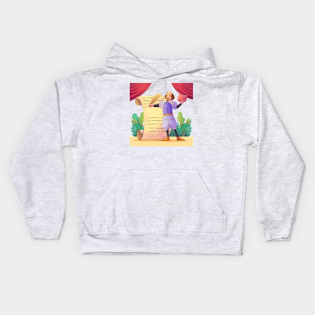 William Shakespeare Poetry Kids Hoodie by Mako Design 